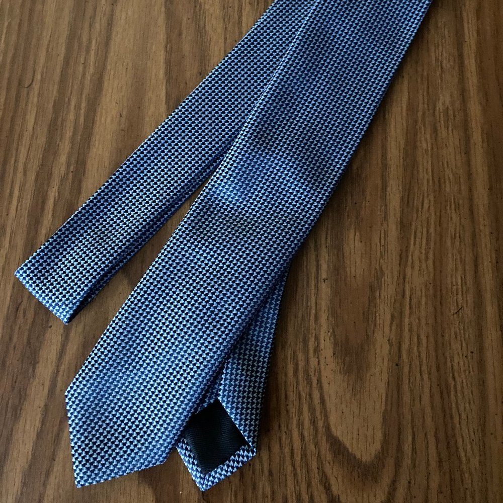 Hugo Boss Blue Checkered Mens Tie